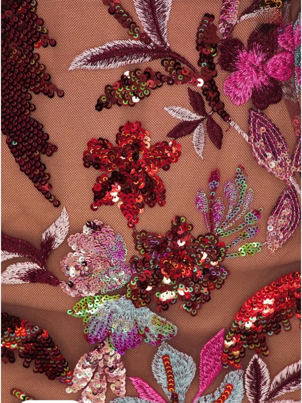 Bronx and Banco Embellished Floral Sequin Gown Brand NWT and bag- Pink/Burgundy - Picture 4 of 4